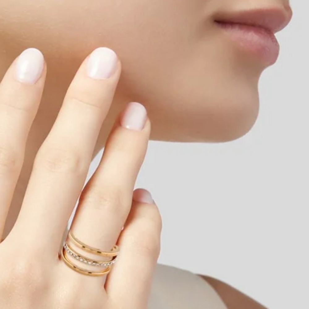 Vita Fede Helix Crystal Rings Size 4 Rose Gold